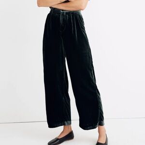 Elegant Dark Green Velvet Women's Pants